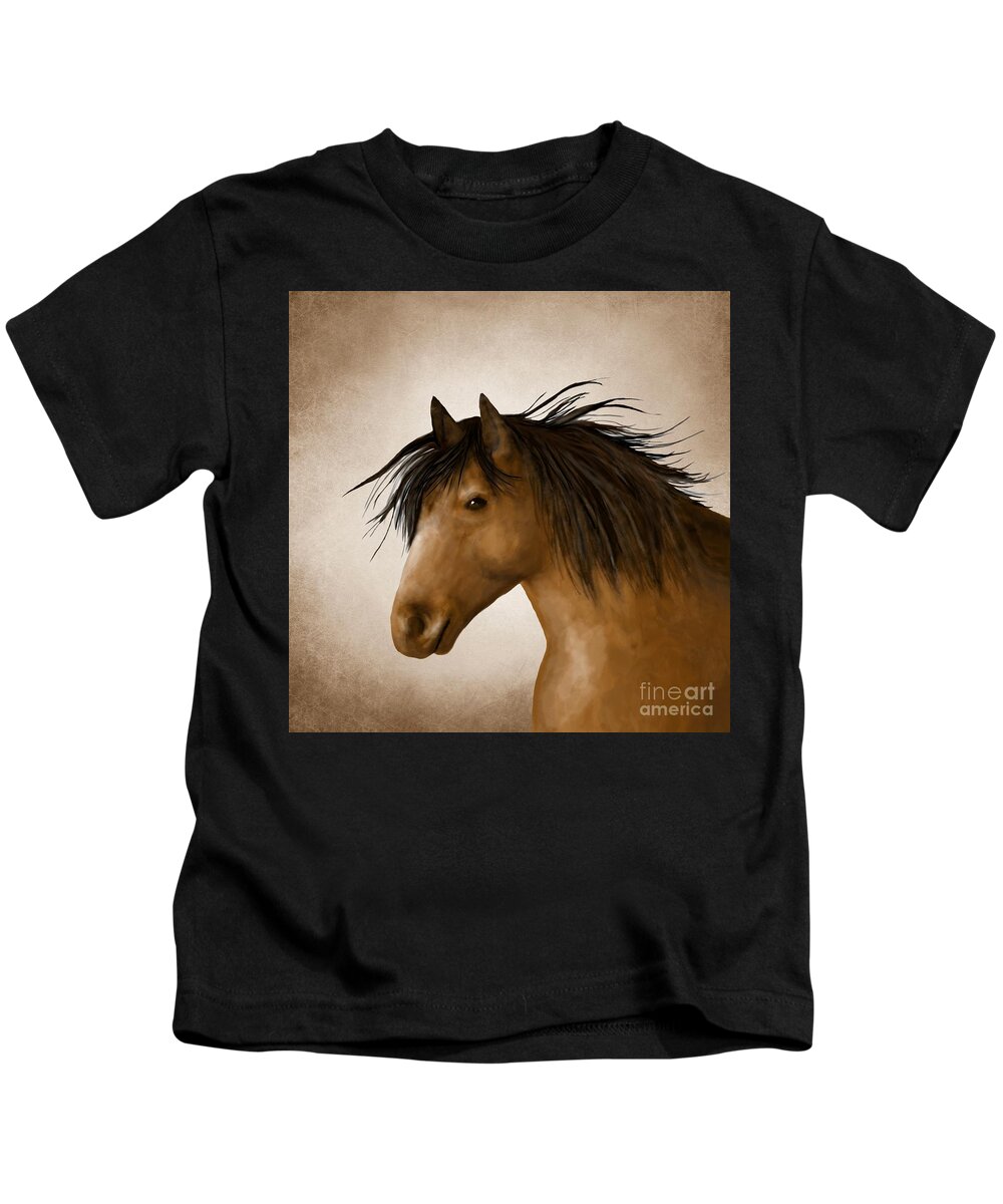 Horse Kids T-Shirt featuring the digital art Horse 11 by Lucie Dumas