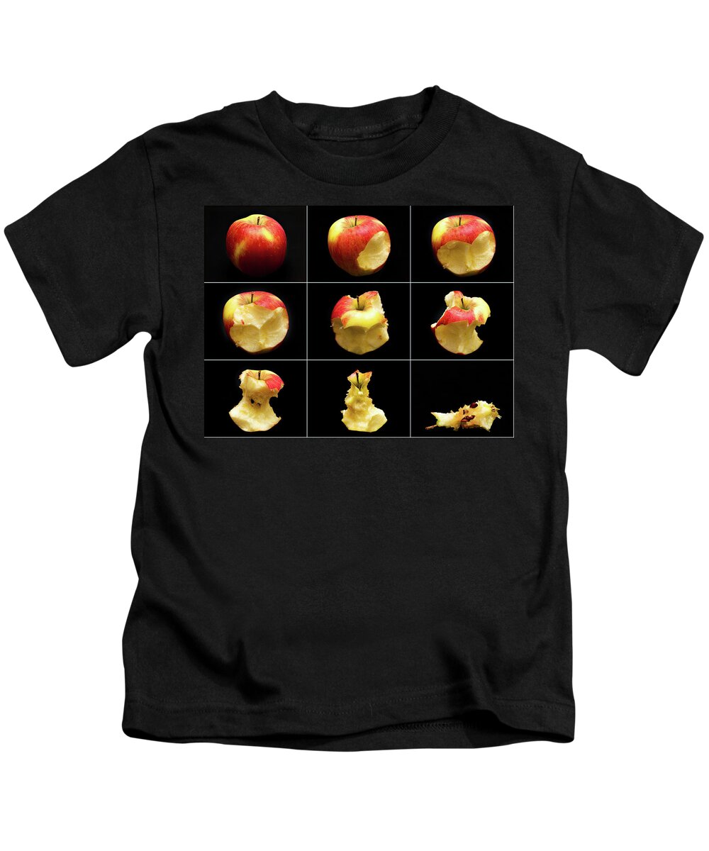 Apple Kids T-Shirt featuring the photograph How to eat an apple in 9 easy steps by Tatiana Travelways