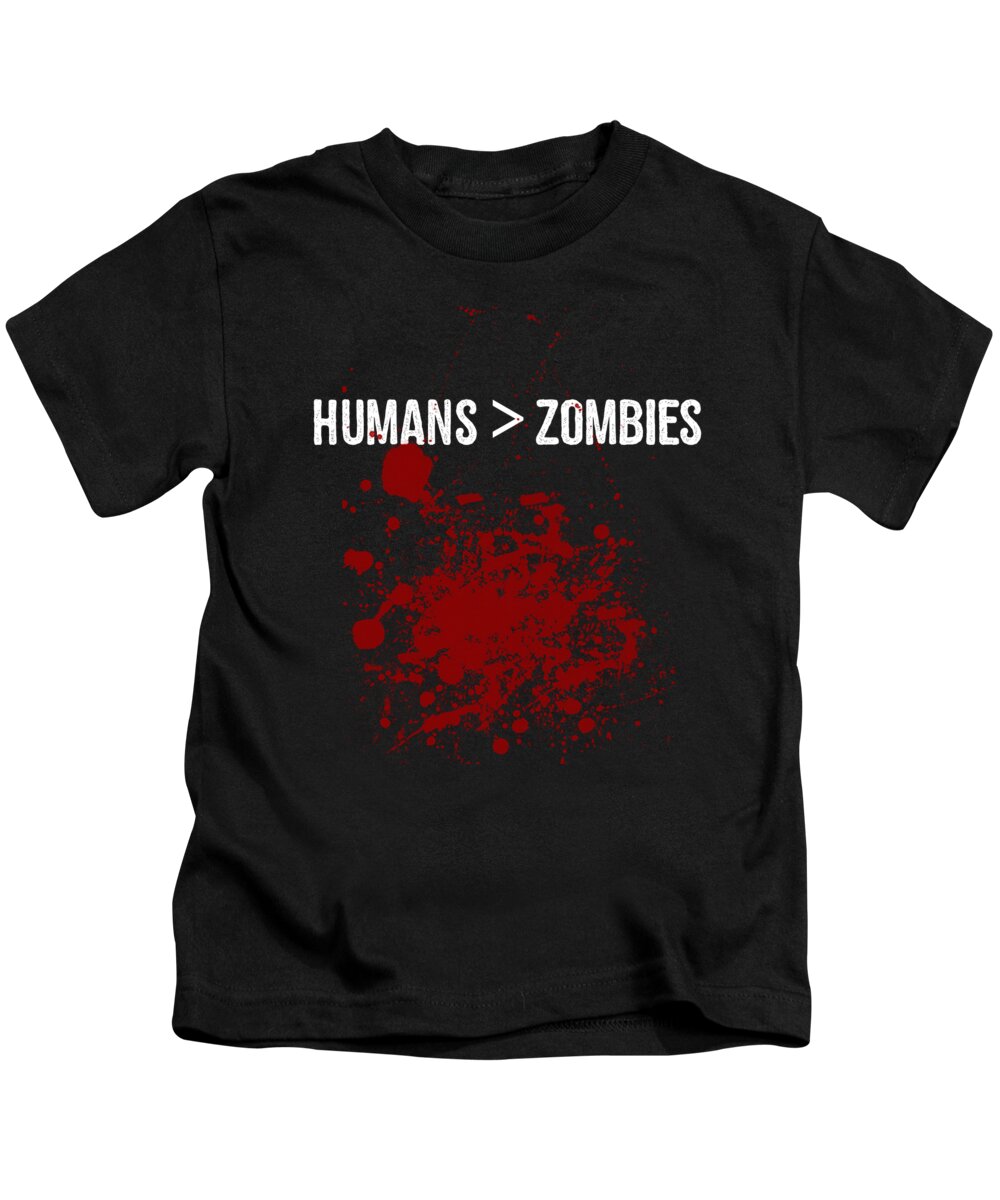 Funny Kids T-Shirt featuring the digital art Humans Are Greater Than Zombies by Flippin Sweet Gear