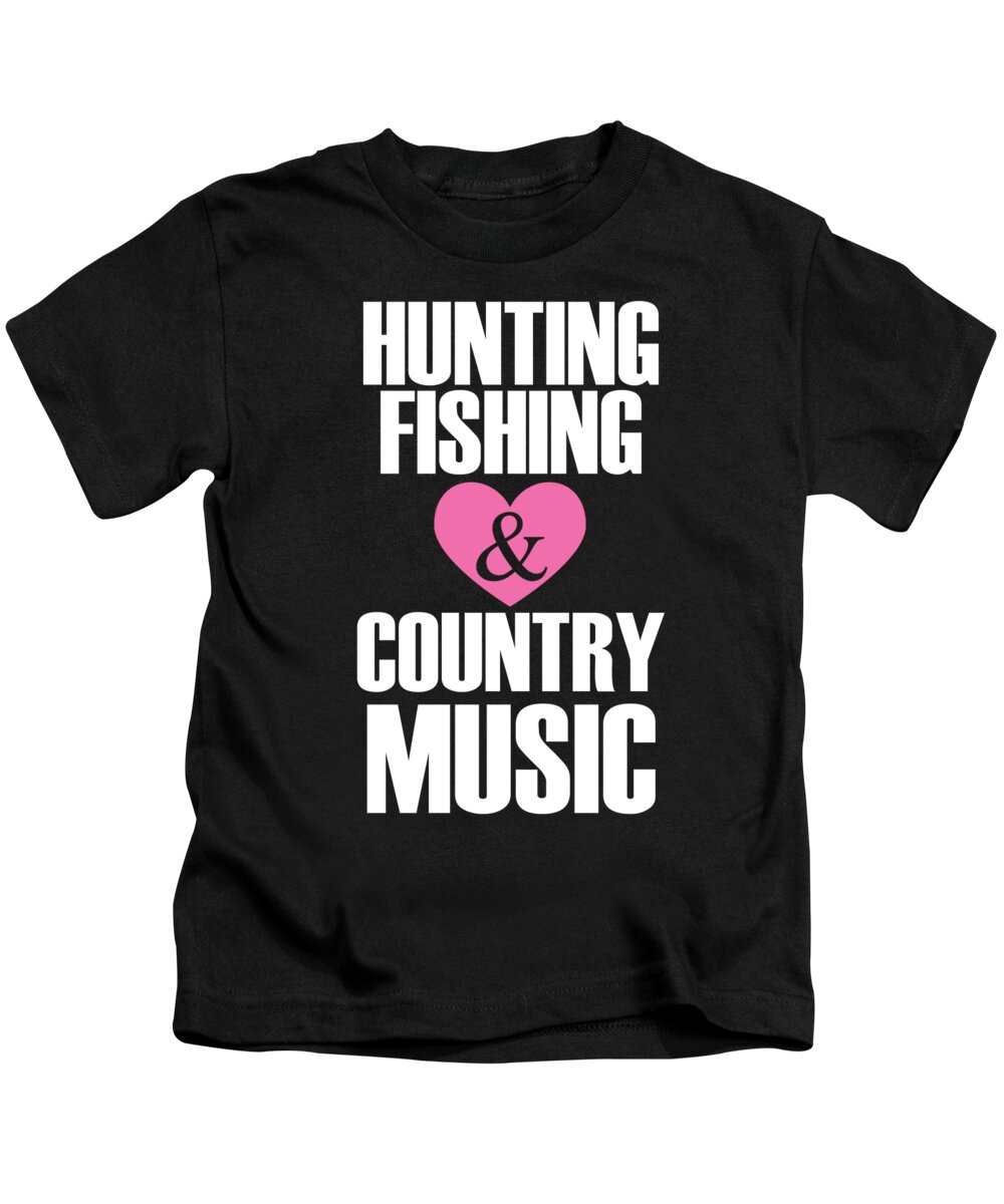 Hunting Fishing Country Music Kids T-Shirt by Jacob Zelazny - Fine