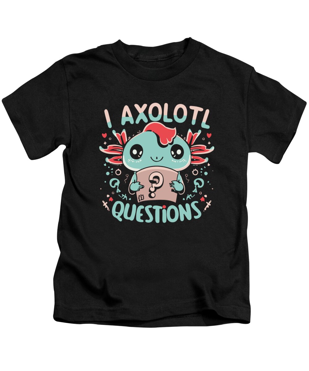 Christmas 2023 Kids T-Shirt featuring the digital art I Axolotl Questions Retro Funny Gift by Flippin Sweet Gear