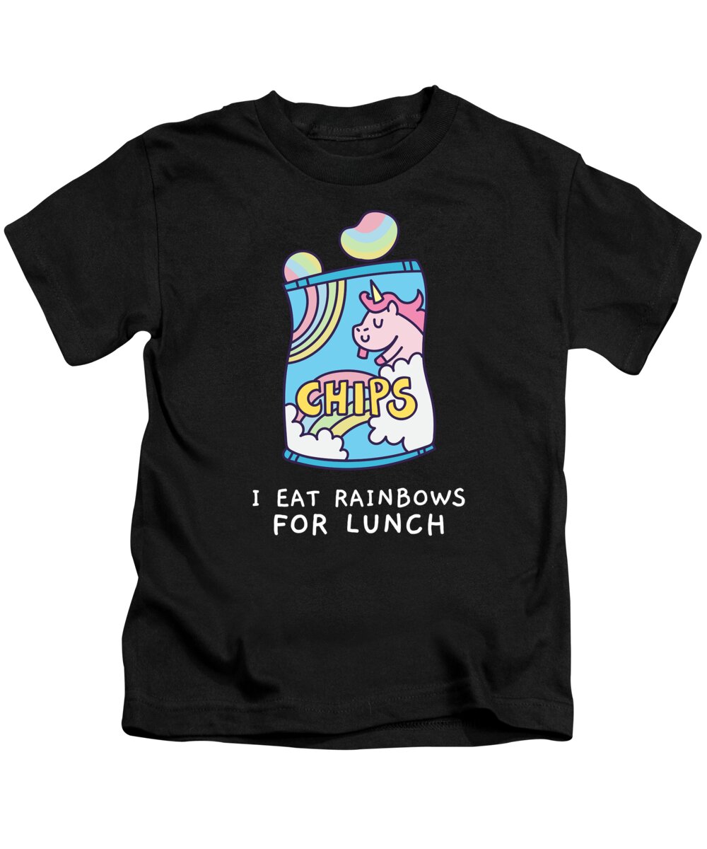 Cool Kids T-Shirt featuring the digital art I Eat Rainbows for Lunch Unicorn Chips by Flippin Sweet Gear