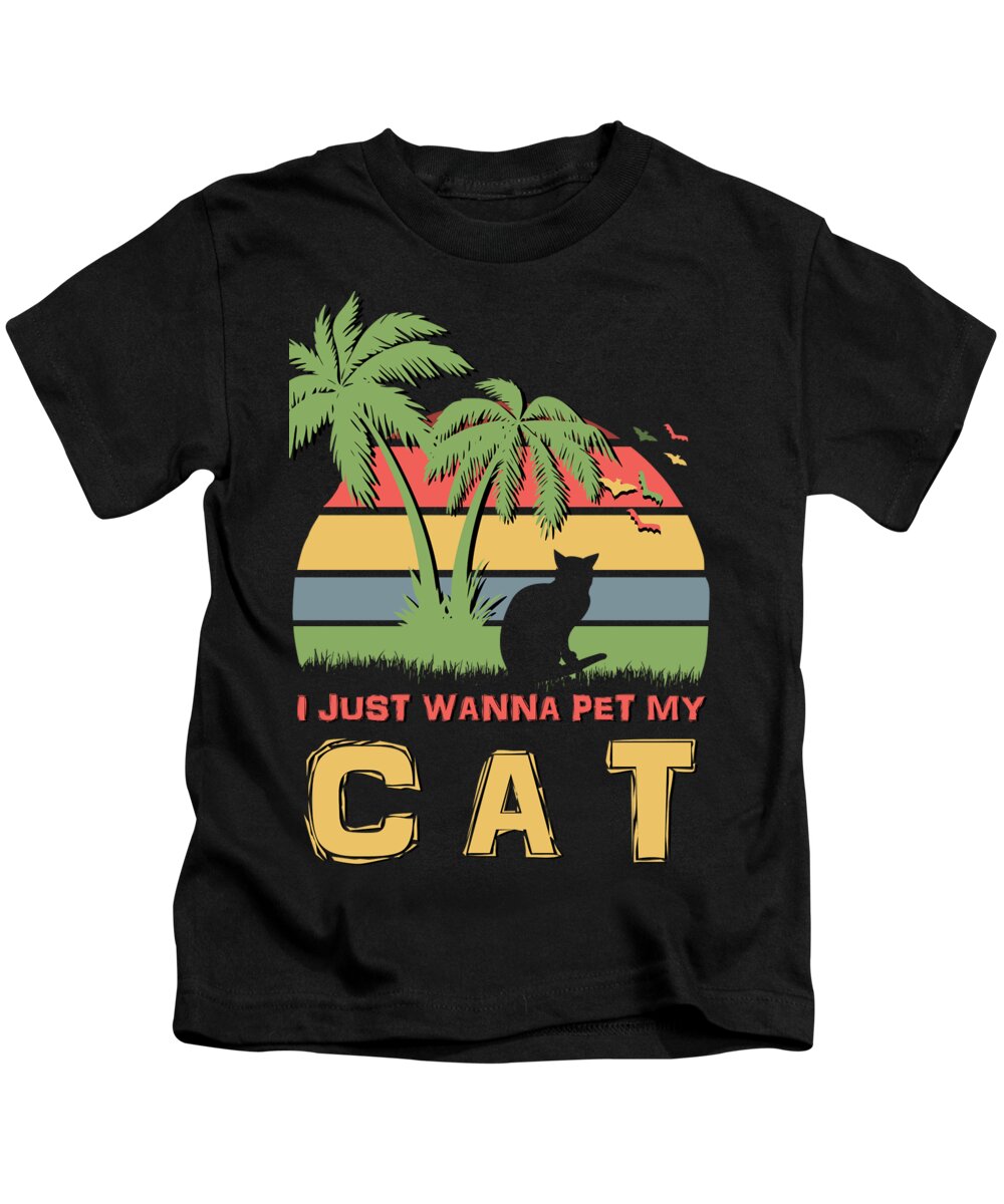 I Kids T-Shirt featuring the digital art I just wanna pet my CAT by Megan Miller