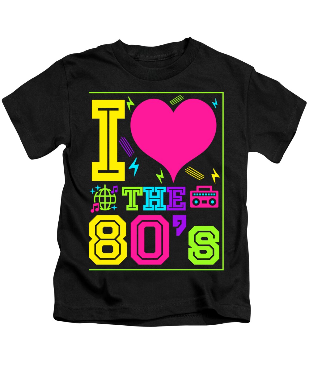 Love 80s Vintage Retro Glow Party TShirt Kids T-Shirt by Bi Nutz Fine Art America