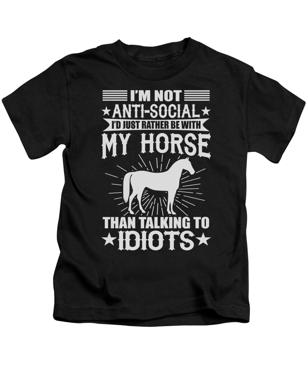 Horse Mom Kids T-Shirt featuring the digital art Id Just Rather Be With My Horse by Jacob Zelazny