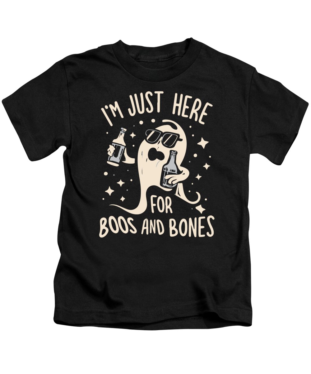 Halloween Kids T-Shirt featuring the digital art Im Just Here For Boos and Bones by Flippin Sweet Gear