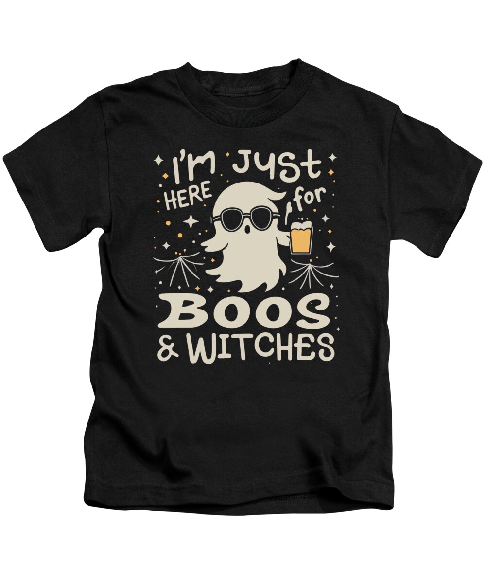 Halloween Kids T-Shirt featuring the digital art Im Just Here For Boos and Witches by Flippin Sweet Gear