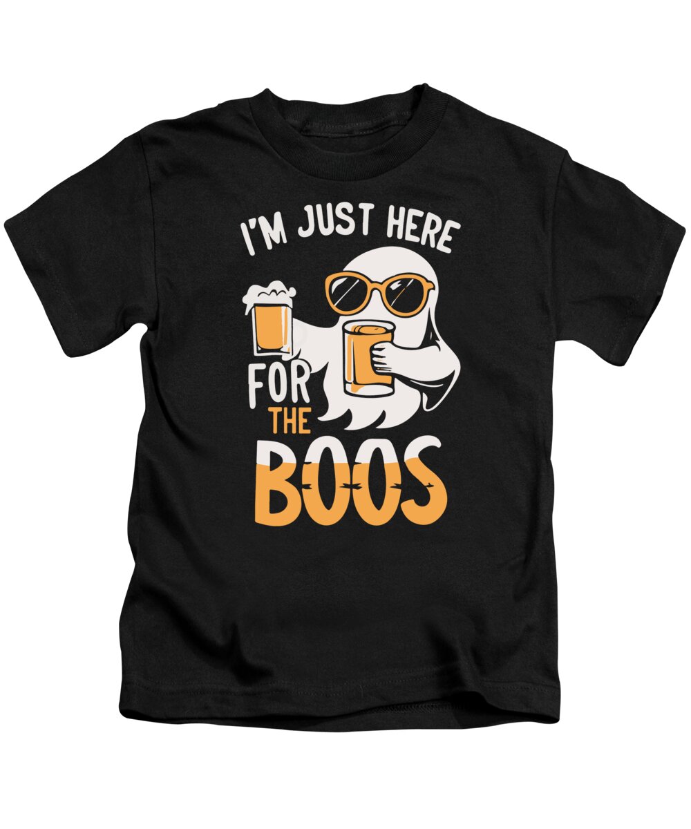 Halloween Kids T-Shirt featuring the digital art Im Just Here For the Boos Ghost by Flippin Sweet Gear