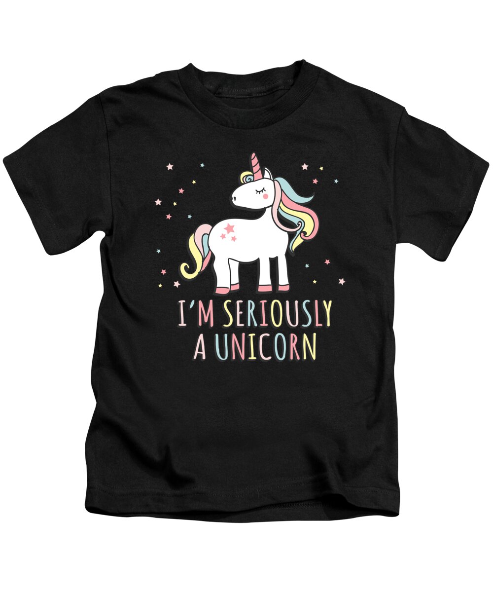 Rainbows Kids T-Shirt featuring the digital art Im Seriously a Unicorn by Flippin Sweet Gear