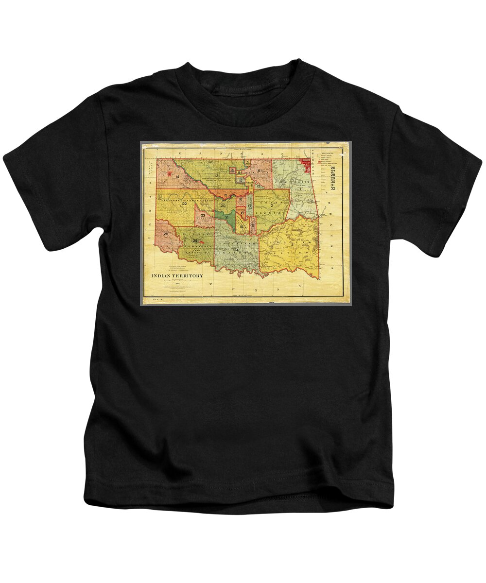 Indian Relocation Kids T-Shirt featuring the photograph Indian Territory Map 1885 by Phil Cardamone