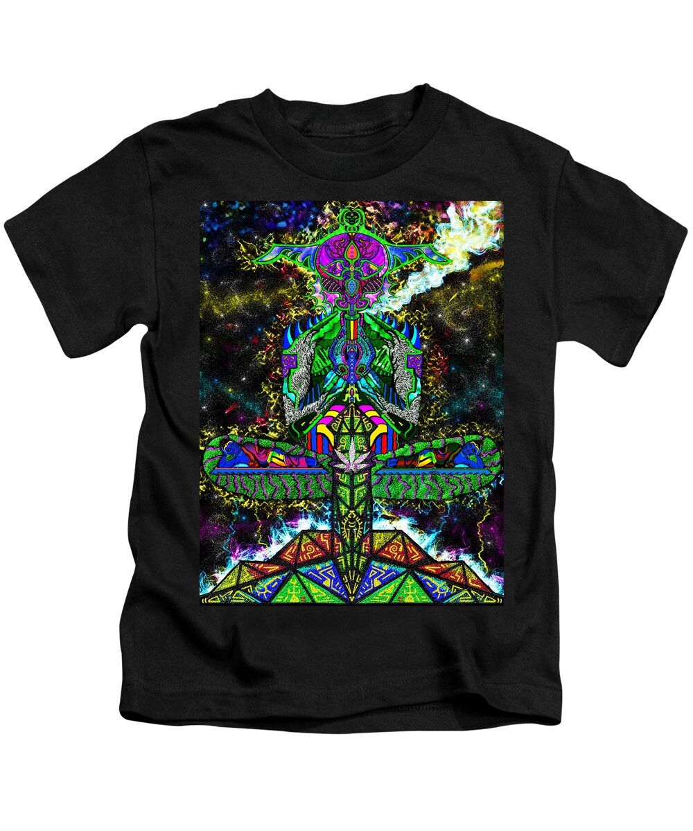 Visionary Kids T-Shirt featuring the mixed media InterStellar Toker by Myztico Campo