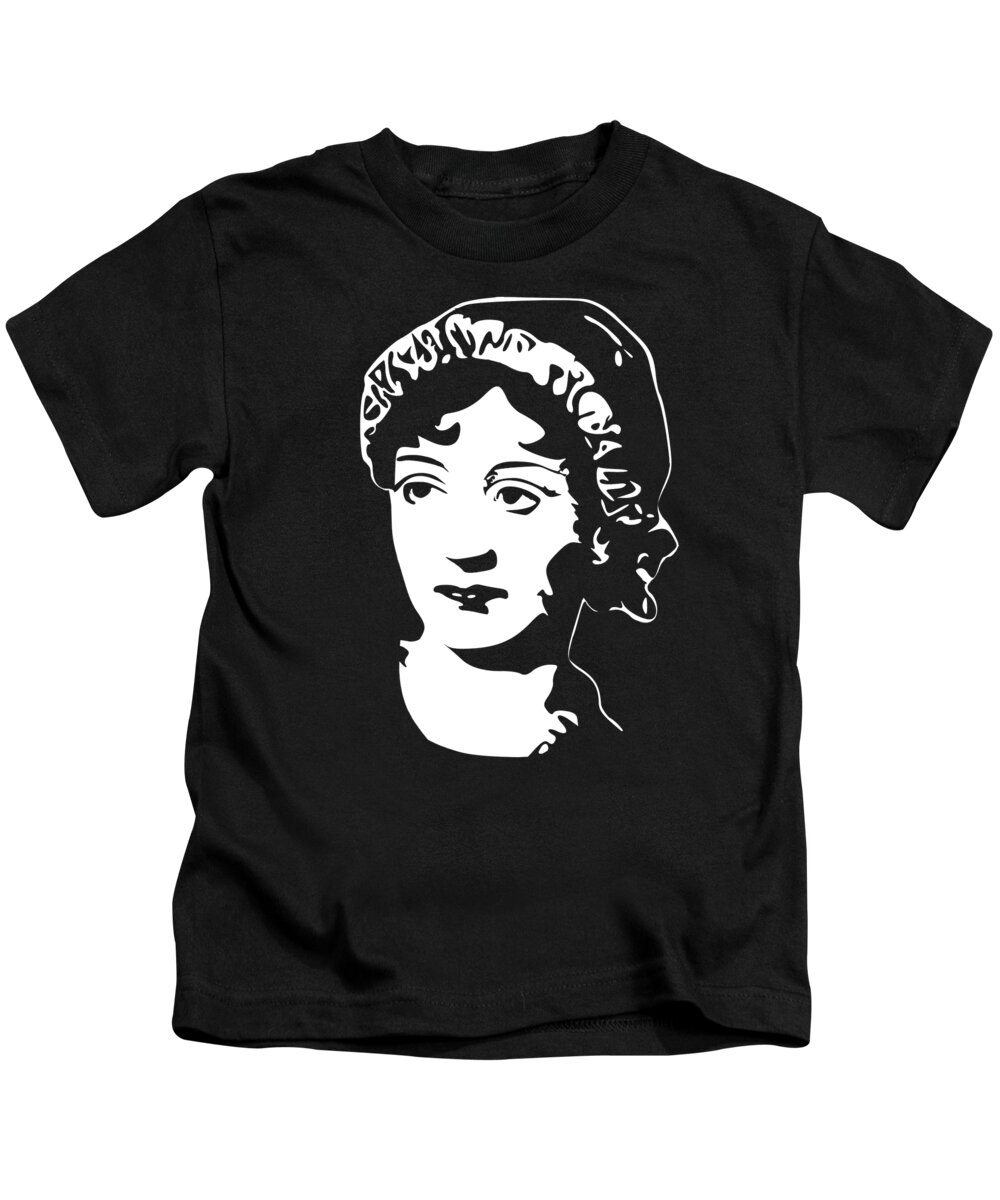 Jane Austen Kids T-Shirt featuring the digital art Jane Austen by Megan Miller