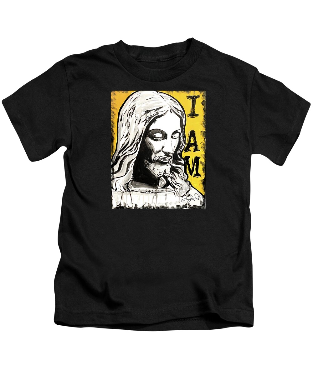 Jesus Kids T-Shirt featuring the painting Jc I Am by Sergio Gutierrez