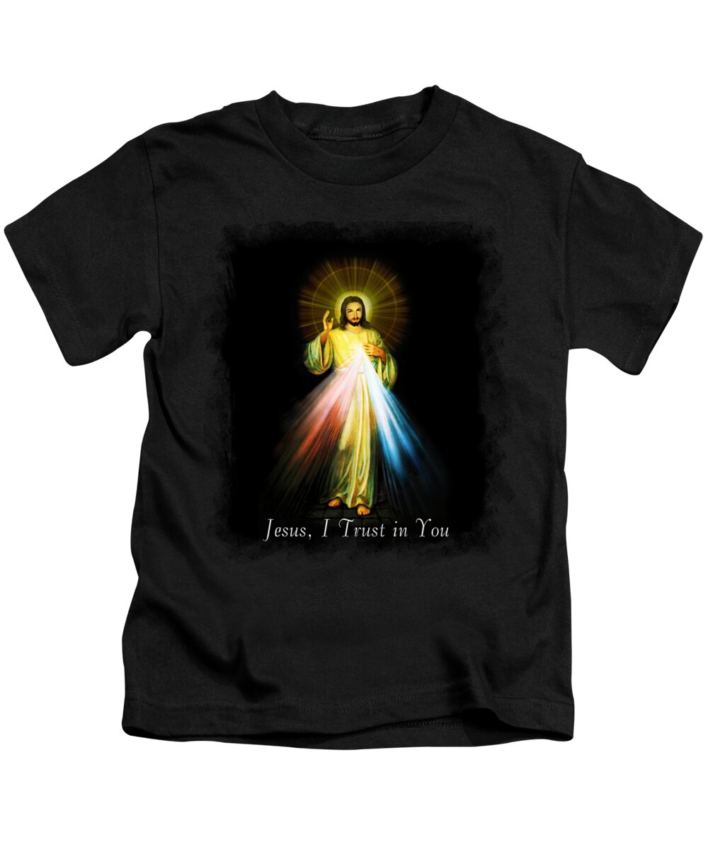 Kids T-Shirt featuring the mixed media Jesus Divine Mercy by Sr Faustina Kowalska