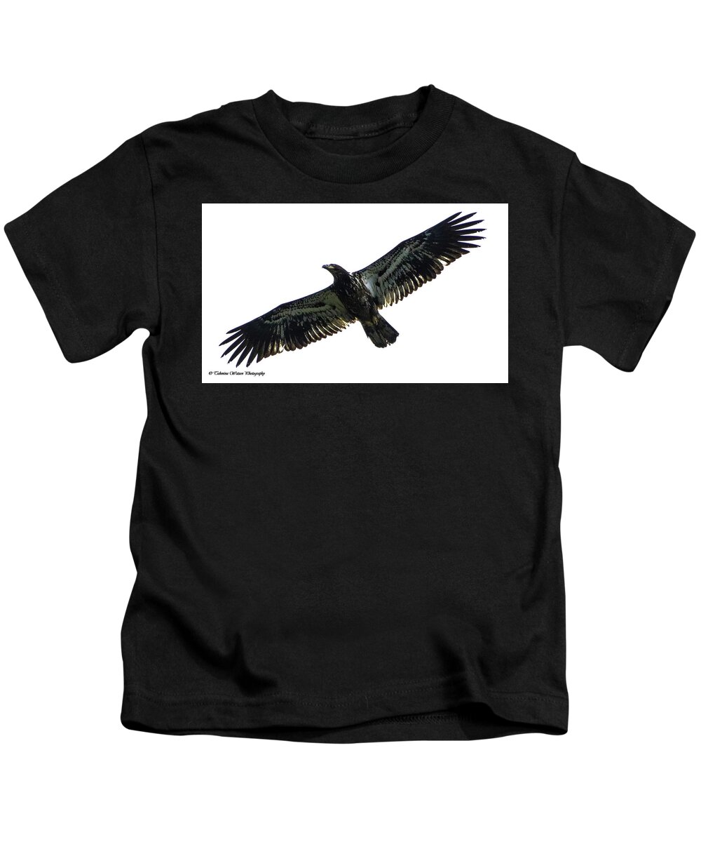Photography Kids T-Shirt featuring the photograph Juvenile Eagle by Tahmina Watson