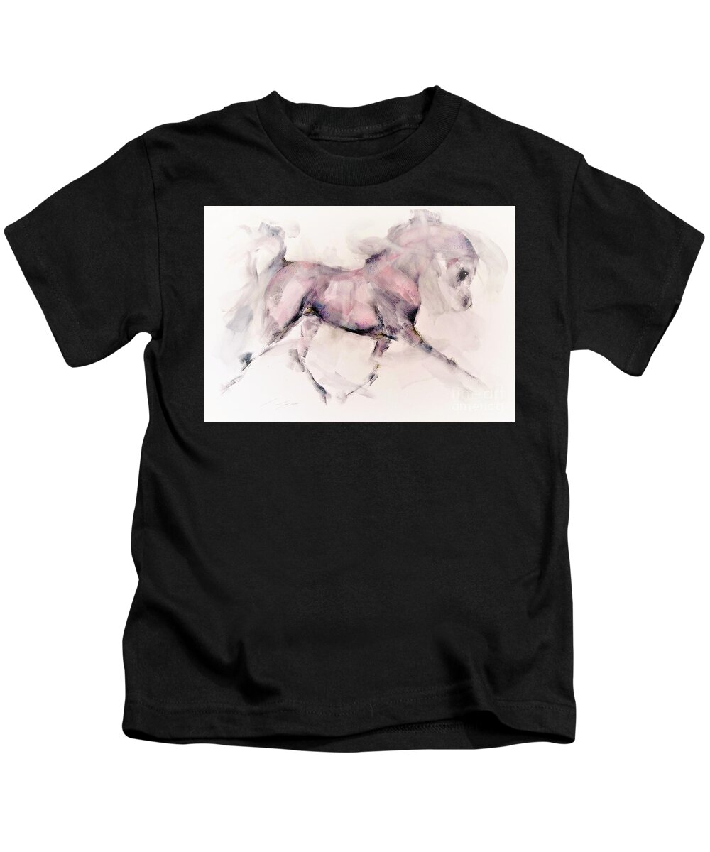 Horse Painting Kids T-Shirt featuring the painting Kasi by Janette Lockett