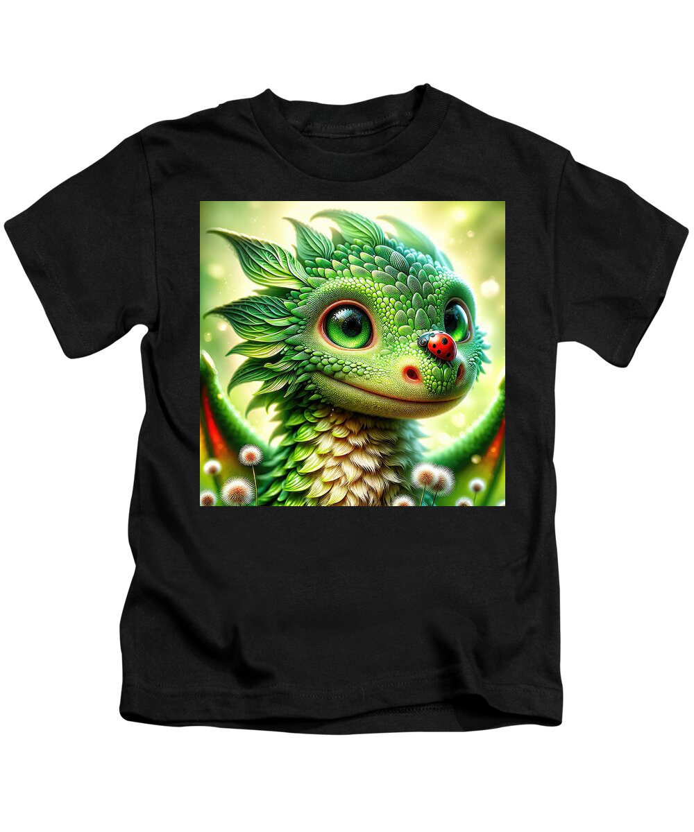 Fantasy Creature Kids T-Shirt featuring the digital art Keeper of the Dandelion Fields by Bill And Linda Tiepelman