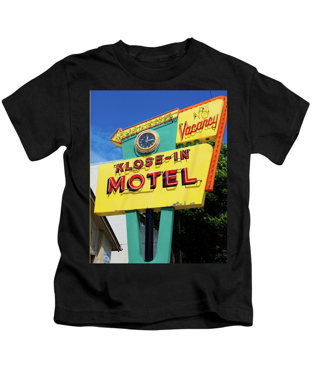 Klose-in Kids T-Shirt featuring the photograph Klose-In Motel by Matthew Bamberg
