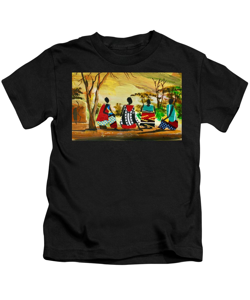 Africa Kids T-Shirt featuring the painting L-308 by Albert Lizah