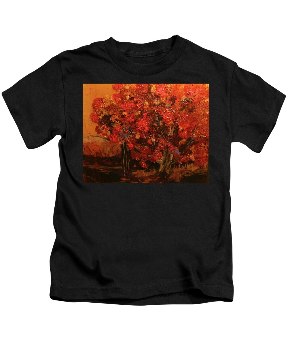 Autumn Kids T-Shirt featuring the painting Ladies in Red by Marilyn Quigley