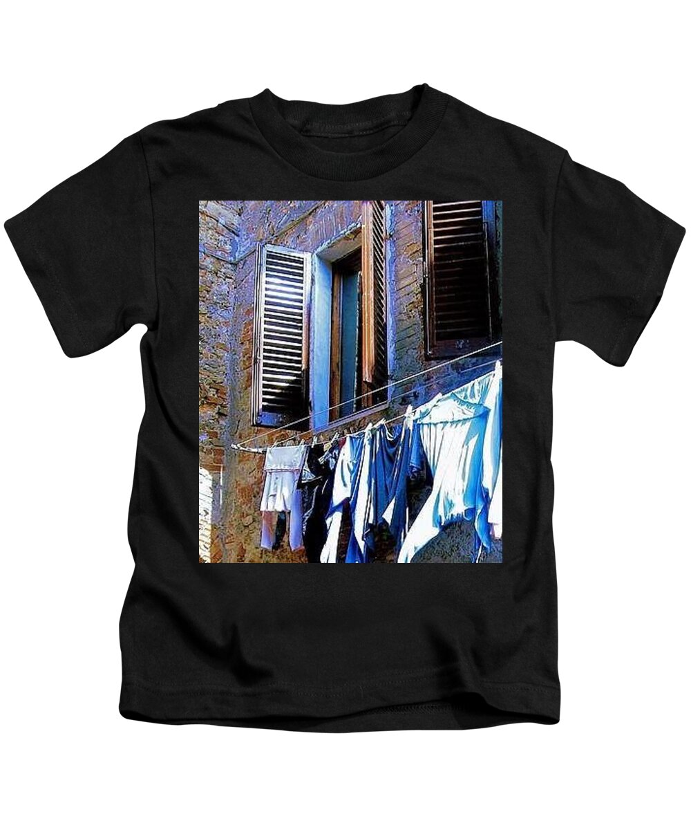 Laundry Kids T-Shirt featuring the photograph Laundry Drying in the Sun by Juliette Becker