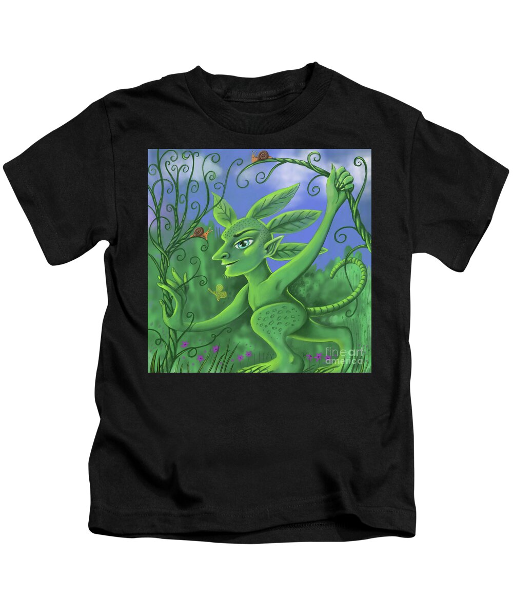 Fantasy Kids T-Shirt featuring the digital art Leaf Man by Valerie White