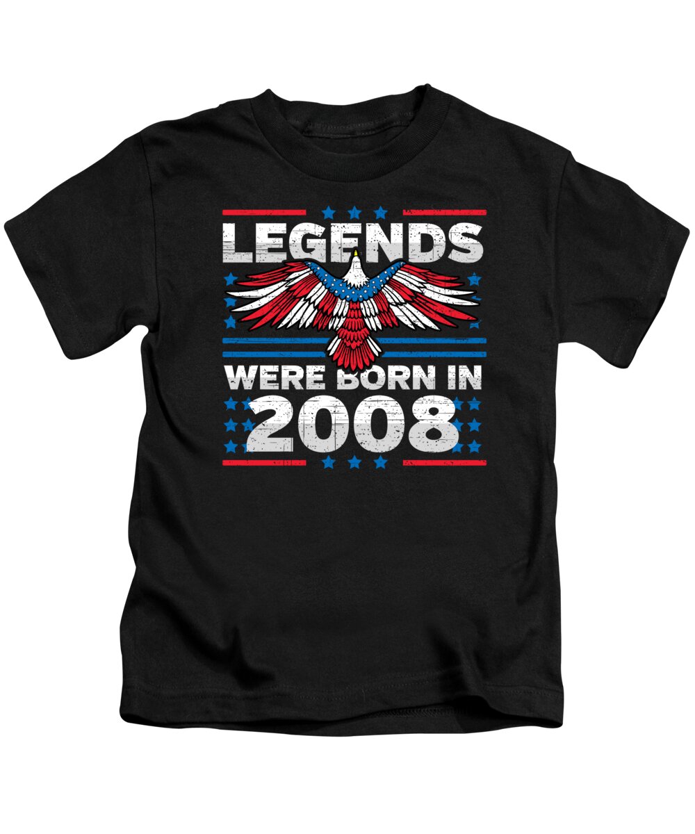Retro Kids T-Shirt featuring the digital art Legends Were Born in 2008 Patriotic Birthday by Flippin Sweet Gear
