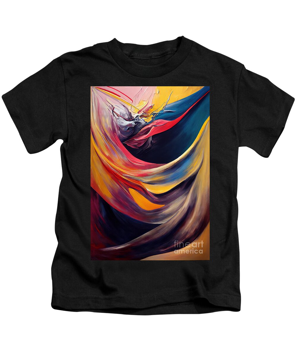Abstract Kids T-Shirt featuring the digital art Liquid Waves by Carlos Diaz