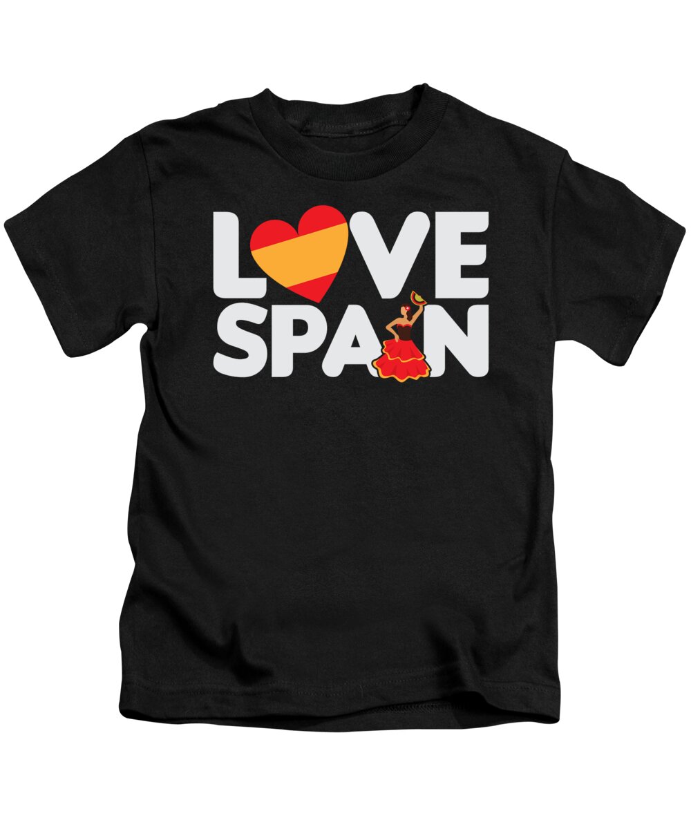 Latino Kids T-Shirt featuring the digital art Love Spain Spanish Tourist Vacation Gift by Jacob Zelazny
