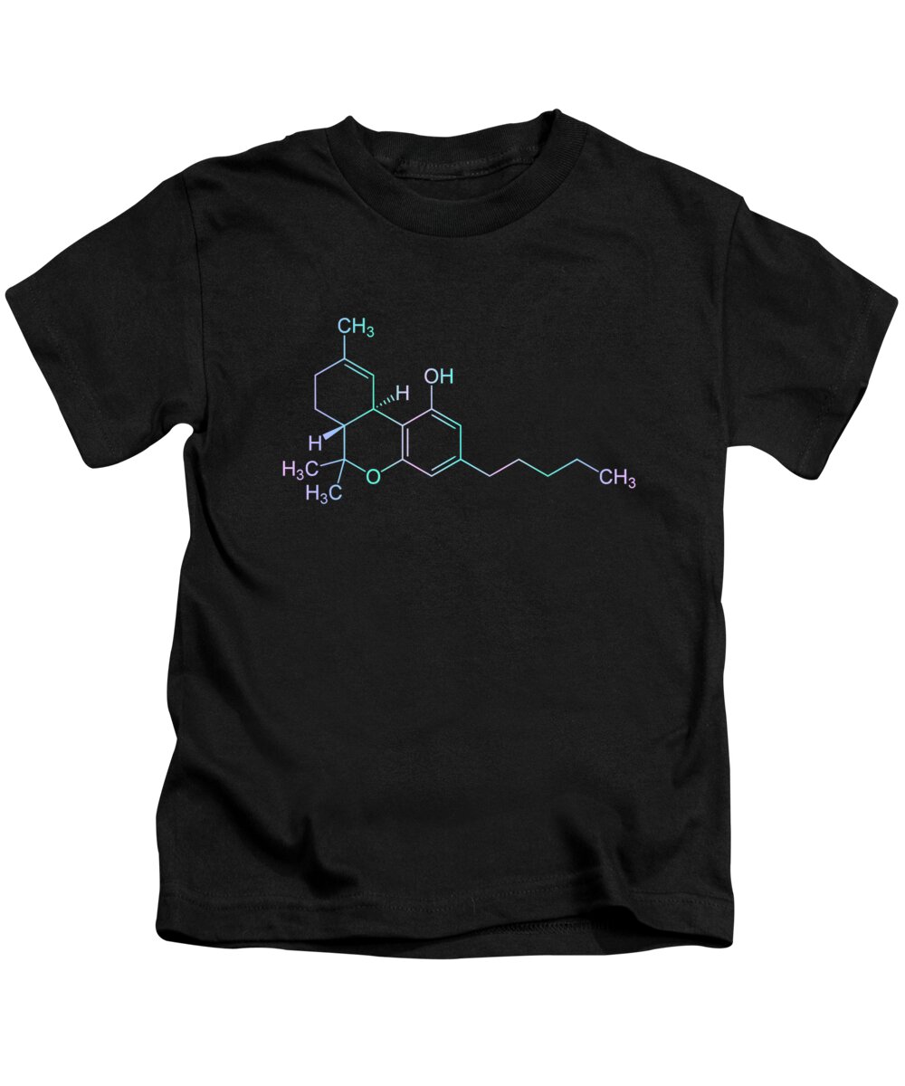 Weed Kids T-Shirt featuring the digital art Magical THC Molecule Cannabis by Flippin Sweet Gear