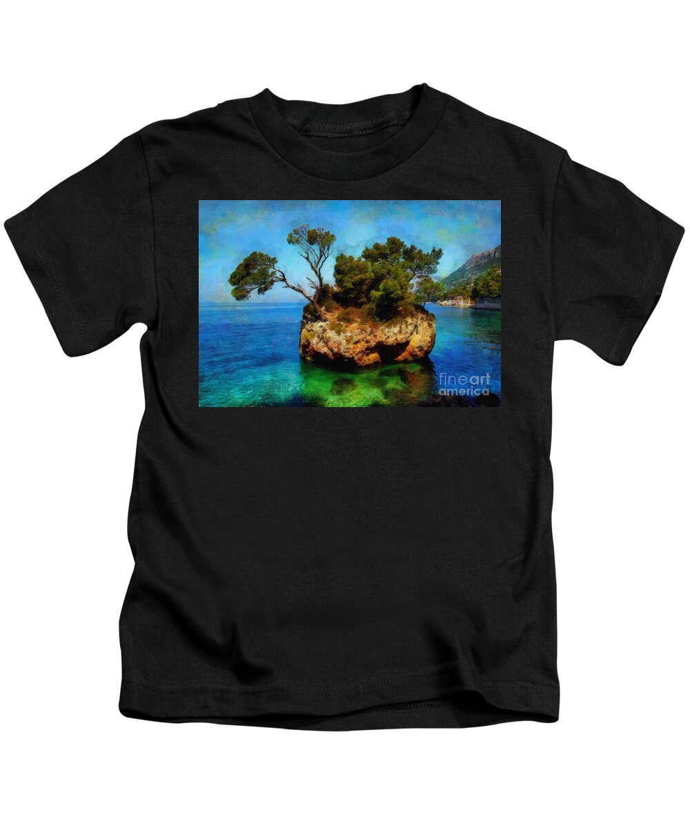 Makarska Riviera Croatia Kids T-Shirt featuring the digital art Makarska Riviera Croatia by Jerzy Czyz