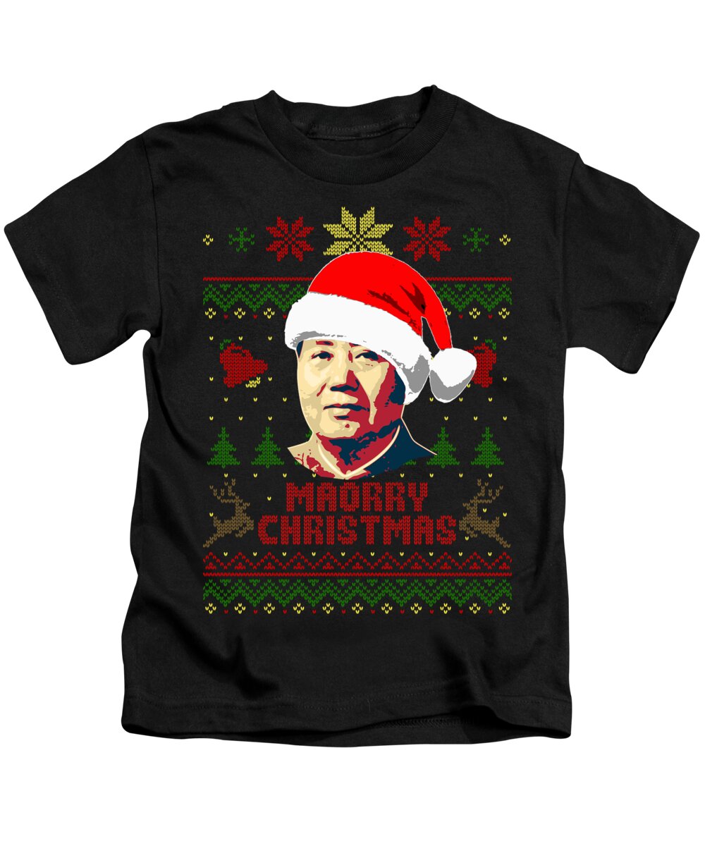 China Kids T-Shirt featuring the digital art Mao Merry Christmas by Filip Schpindel