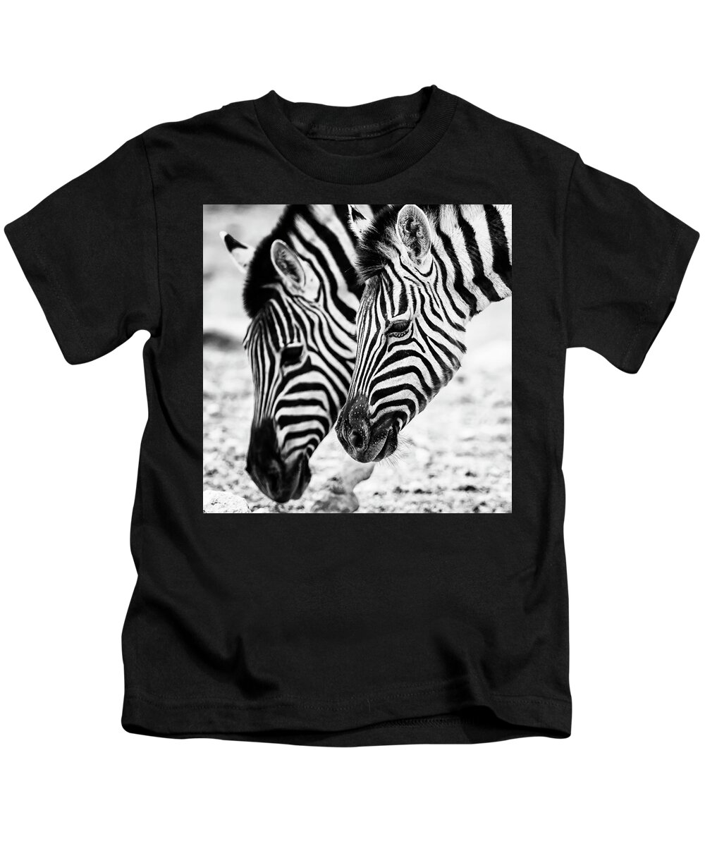 Plains Zebra Kids T-Shirt featuring the photograph Markings on a Zebra's Face by Belinda Greb