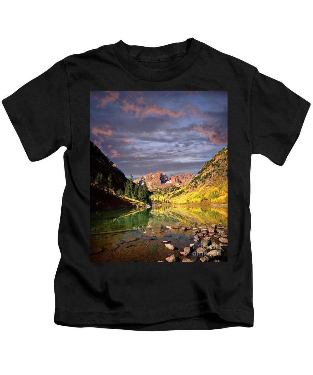 Usa Kids T-Shirt featuring the photograph Maroon Bells by Edmund Nagele FRPS