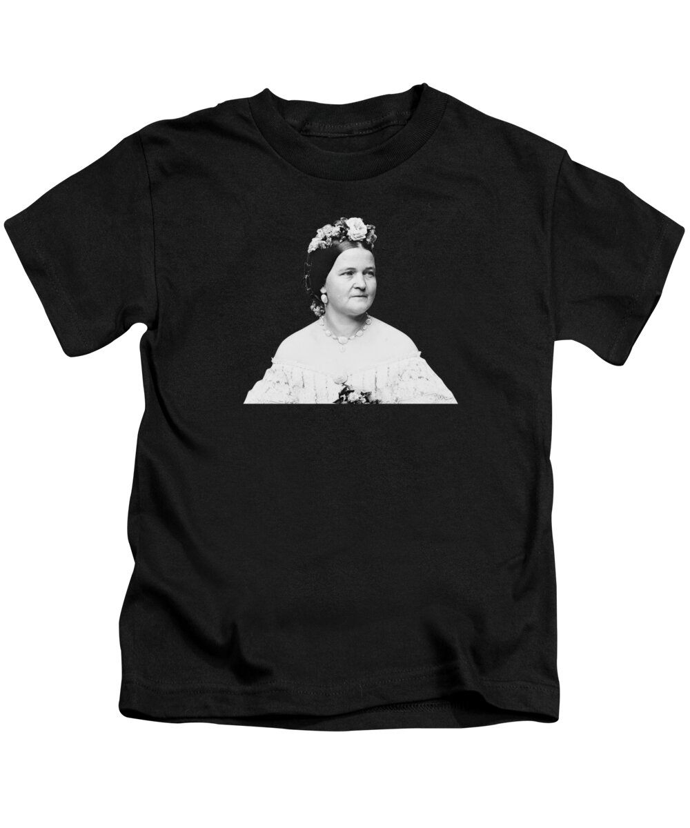 Mary Todd Lincoln Kids T-Shirt featuring the photograph Mary Todd Lincoln Portrait - Circa 1861 by War Is Hell Store