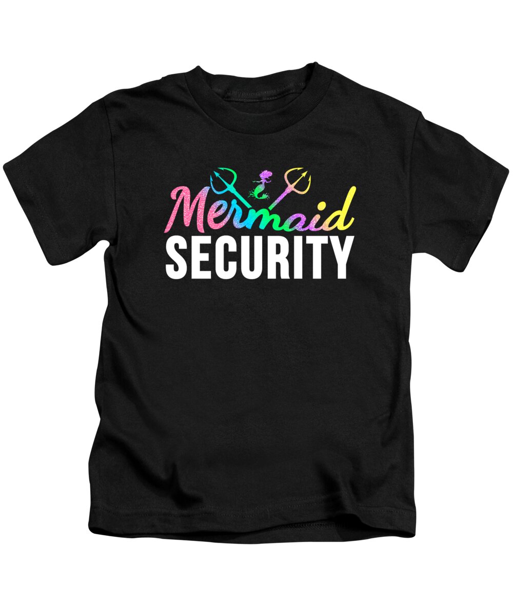 Sarcastic Kids T-Shirt featuring the drawing Mermaid Security Swimming Lessons Mom Dad Glitter by Noirty Designs