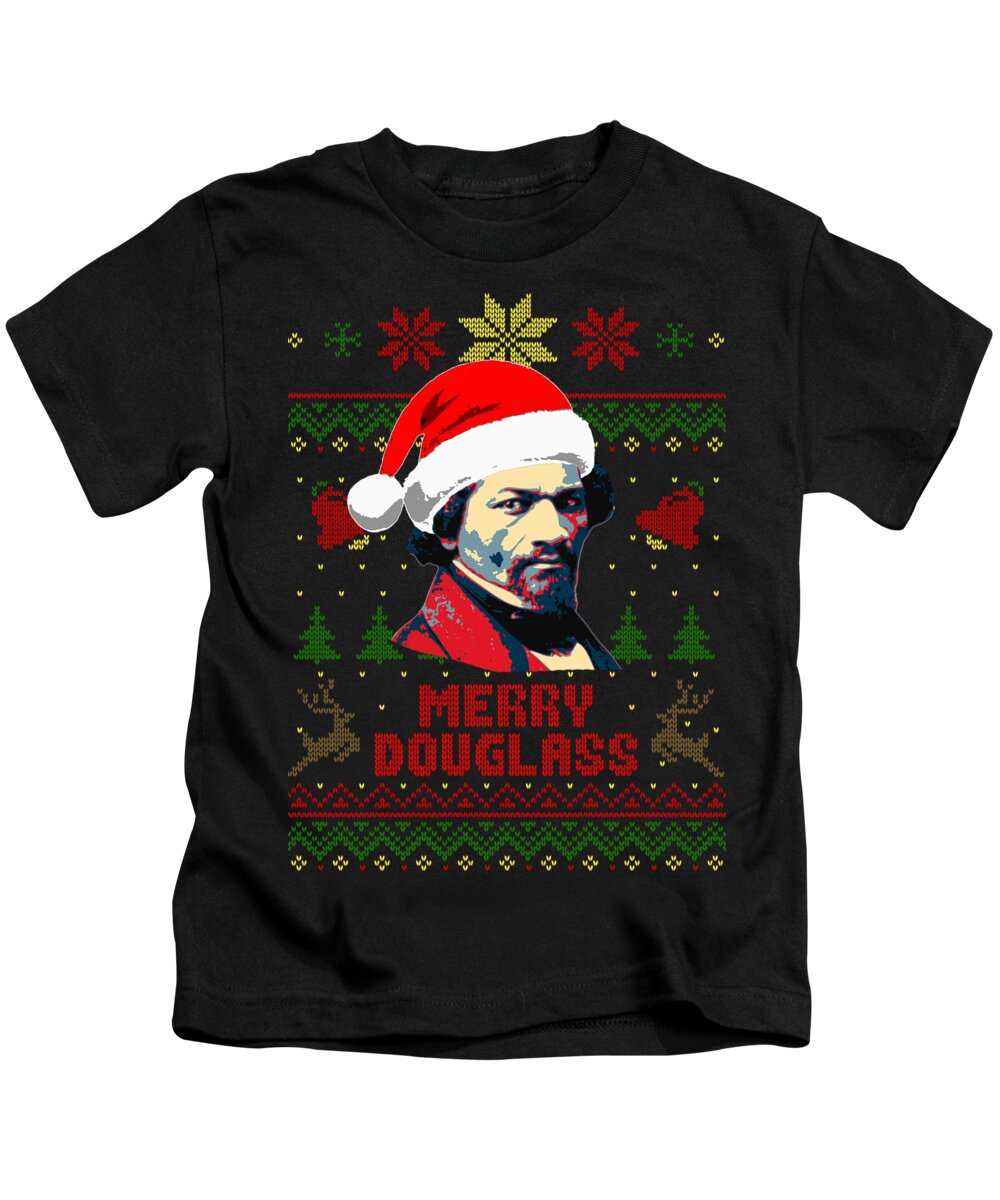 Santa Kids T-Shirt featuring the digital art Merry Douglass Frederick Douglass Christmas by Megan Miller