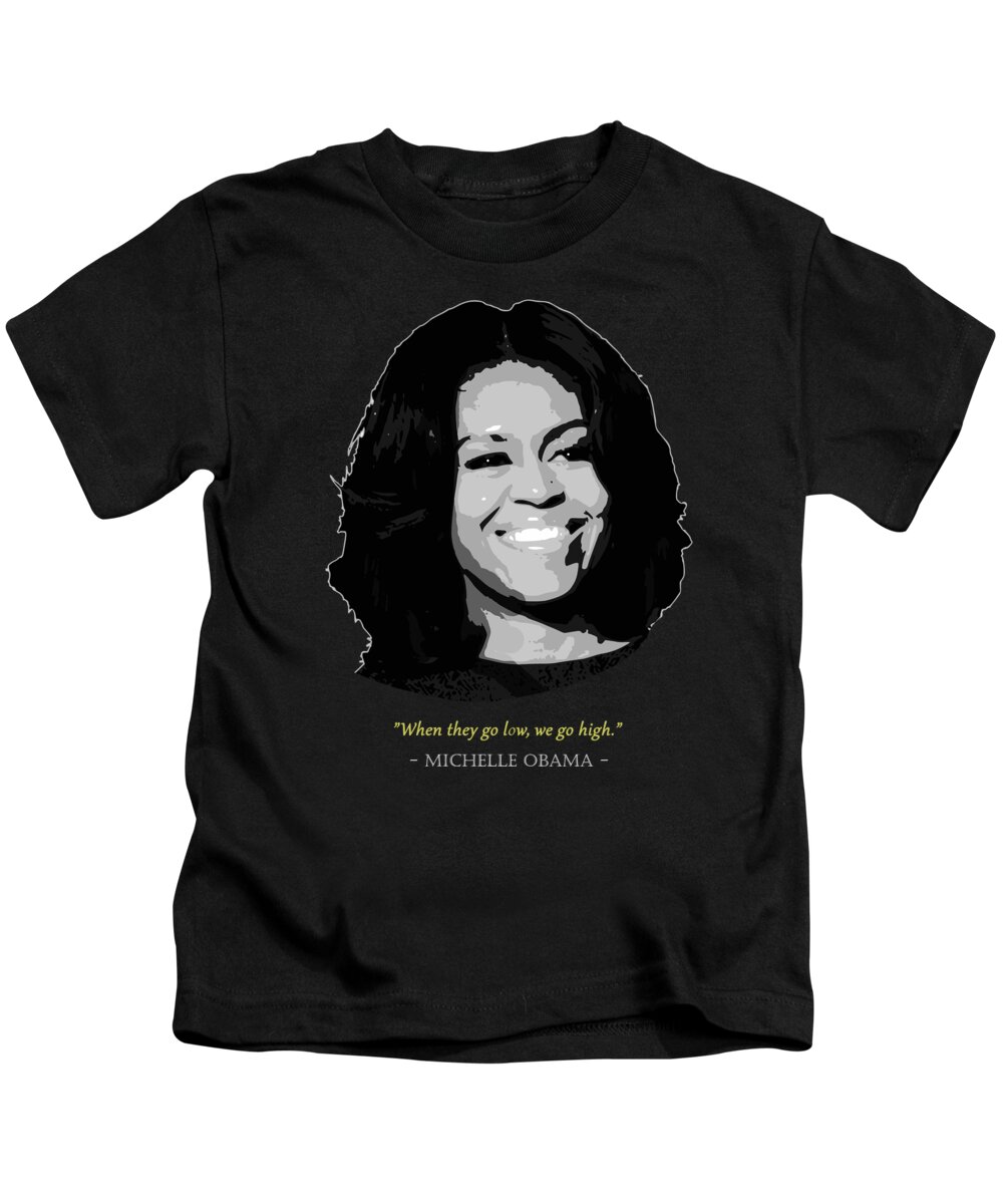 Michelle Kids T-Shirt featuring the digital art Michelle Obama Quote by Filip Schpindel