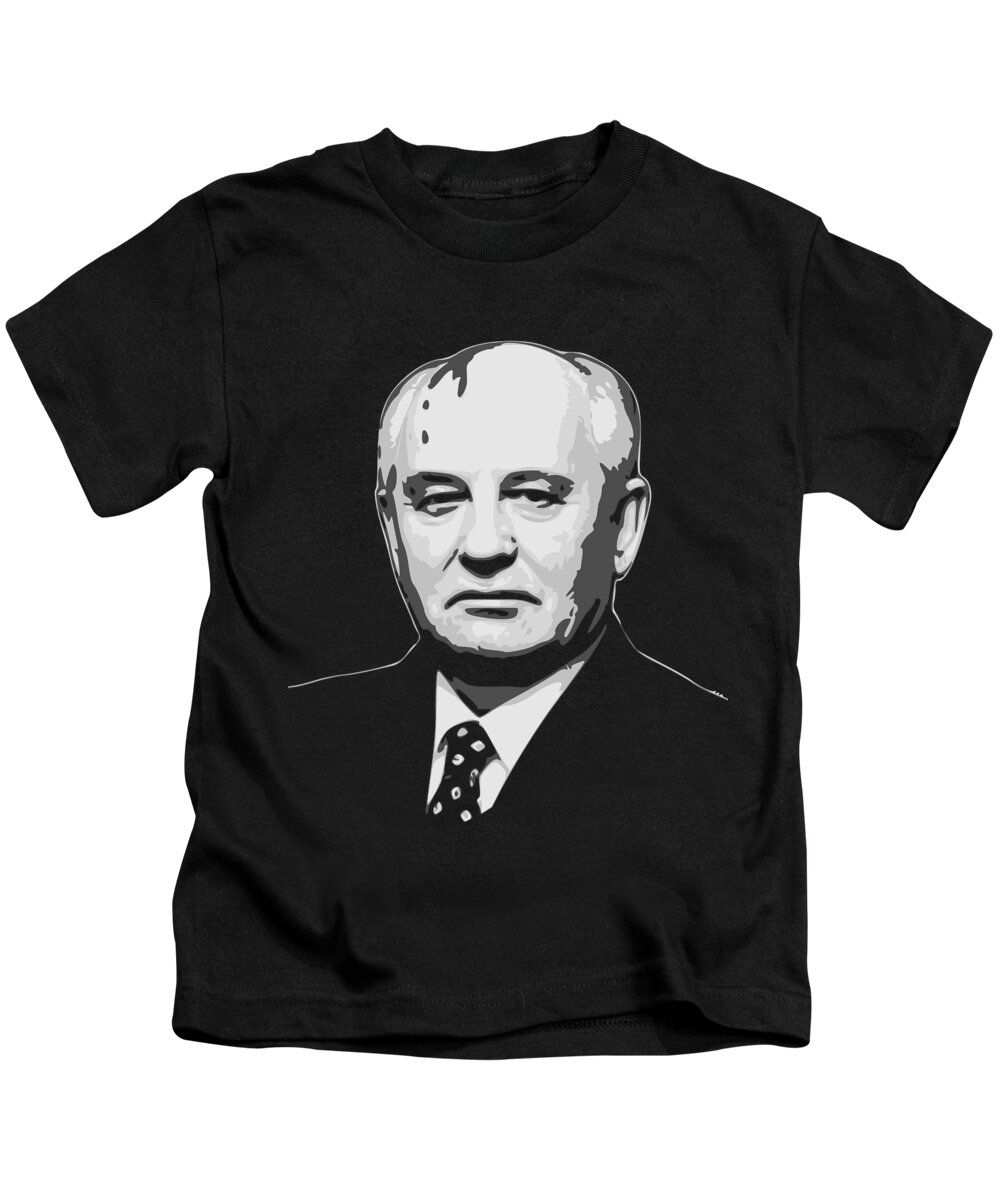 Mikhail Kids T-Shirt featuring the digital art Mikhail Gorbachev Black and White by Filip Schpindel