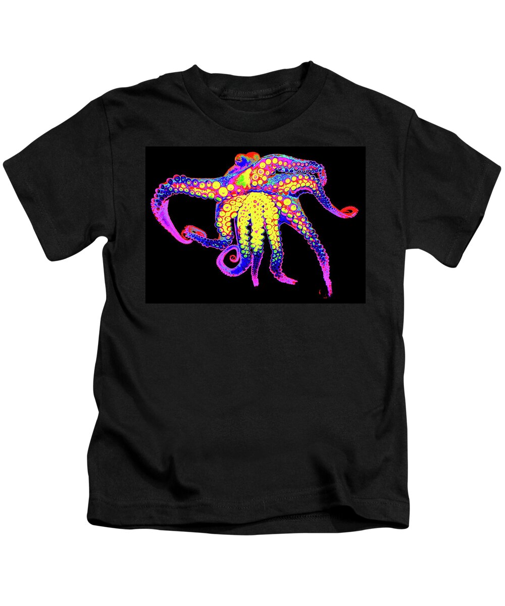 Octopus Kids T-Shirt featuring the digital art Mollusk Madness by Larry Beat