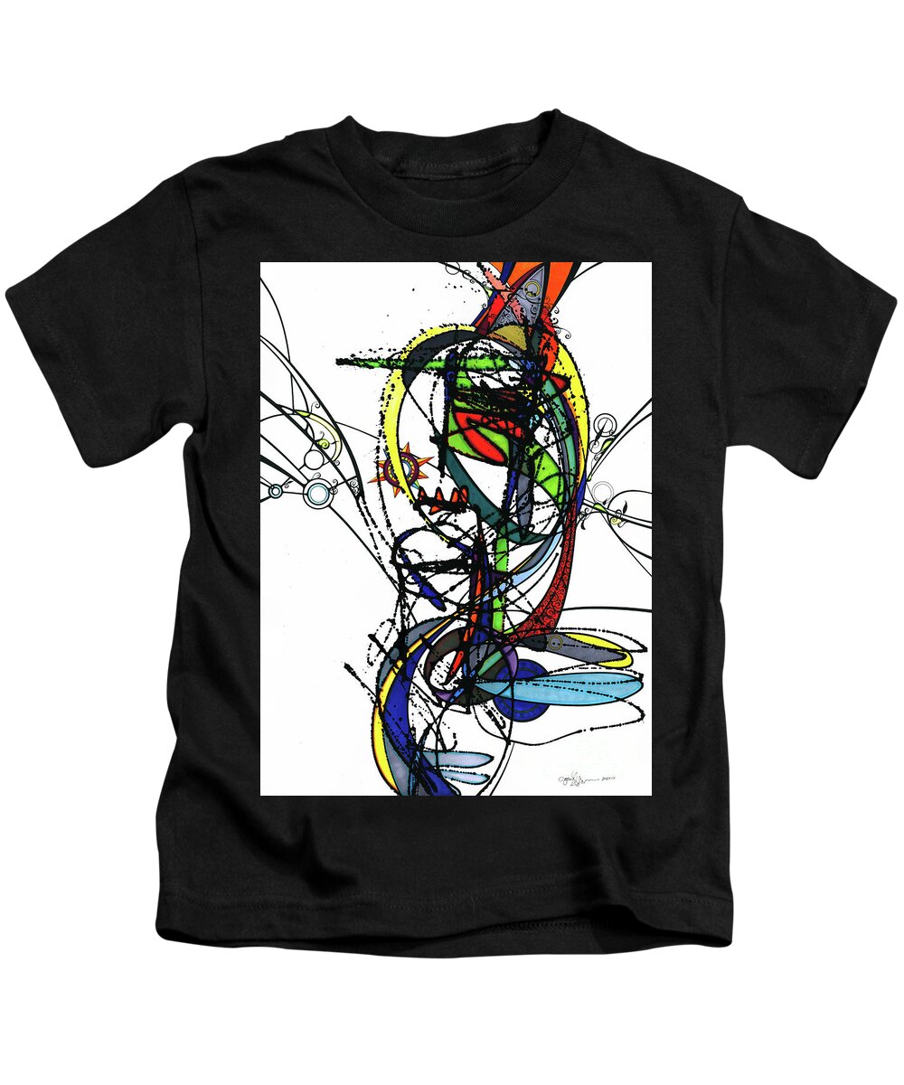 Mona Lisa Kids T-Shirt featuring the drawing Mona Lisa Abstract by Joey Gonzalez