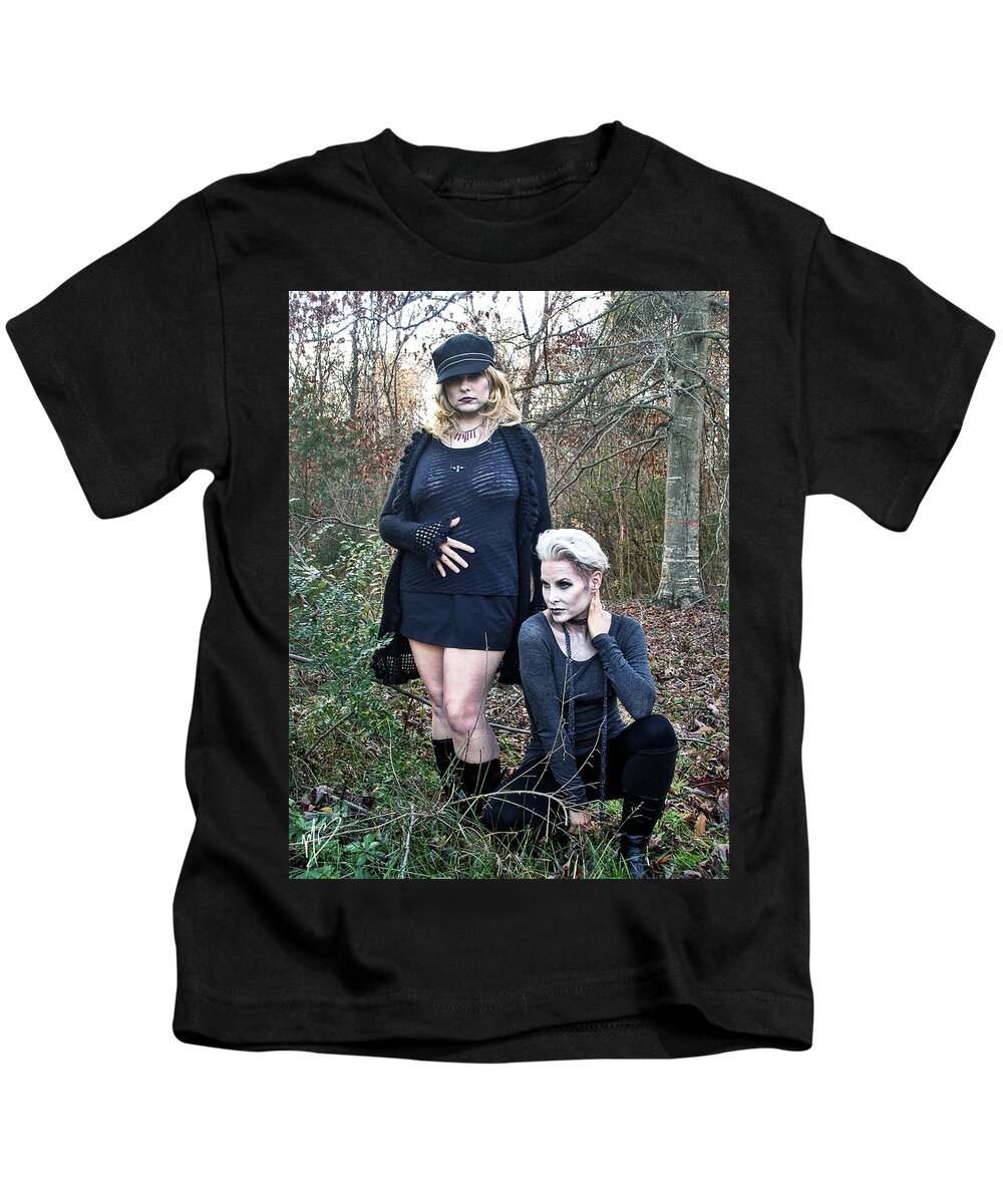 Modeling Kids T-Shirt featuring the digital art Monique and Ryli 3 by Mark Baranowski