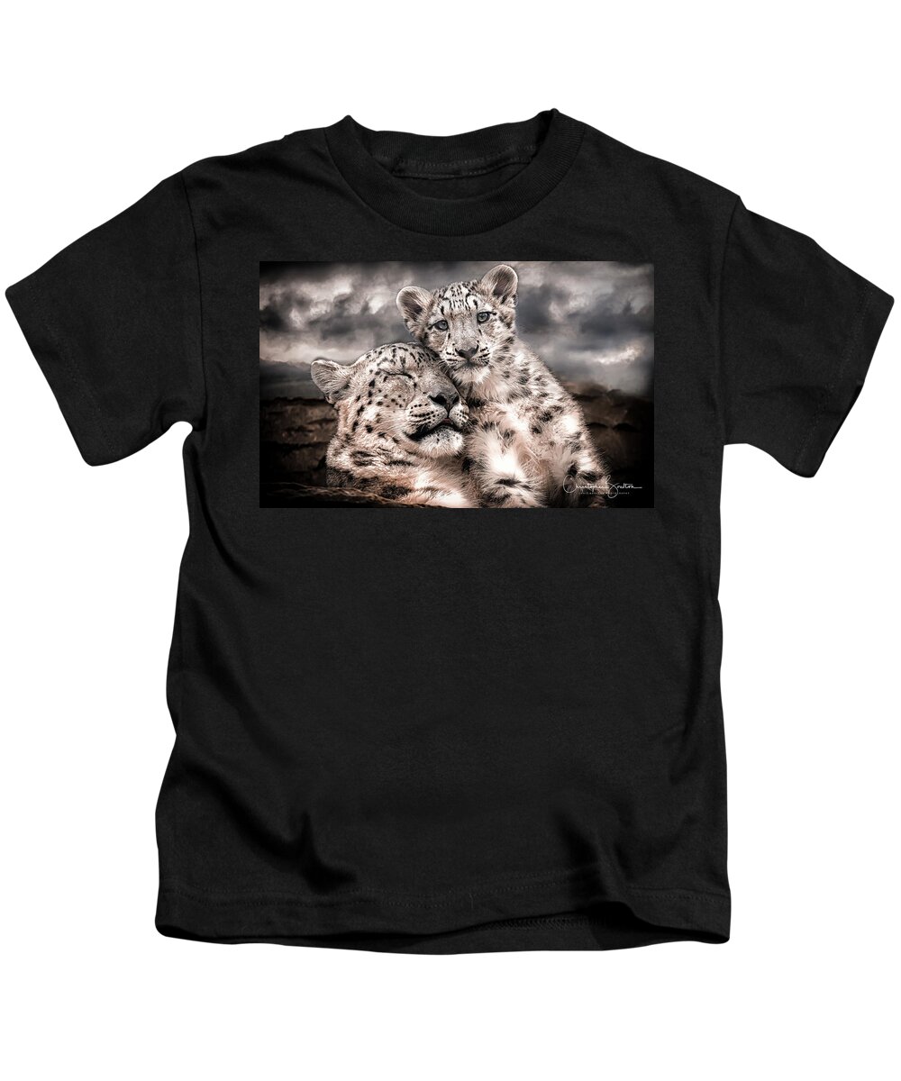 Snow Kids T-Shirt featuring the photograph Mother's love in the clouds by Chris Boulton