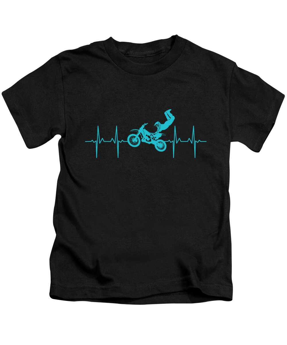 Dirtbike Kids T-Shirt featuring the digital art Motocross Dirt Bike MX Heartbeat by Jacob Zelazny