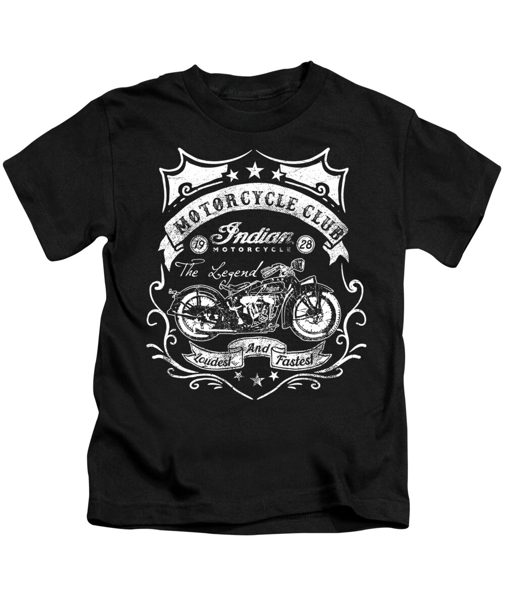 Biker Kids T-Shirt featuring the digital art Motorcycle Club Indian Motorcycle by Jacob Zelazny