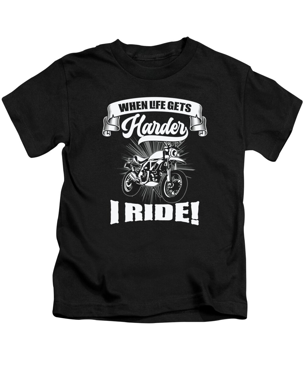 Motorcycle Fan Kids T-Shirt featuring the digital art Motorcycle Fan Riding Biker Motorcycle Wings by Toms Tee Store