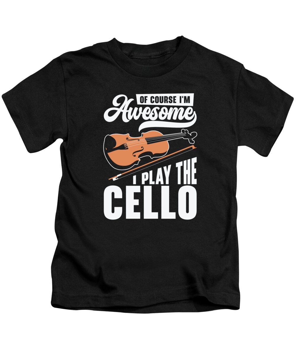 Music Kids T-Shirt featuring the digital art Music Cello Instrument Classical Music Cellist by Toms Tee Store