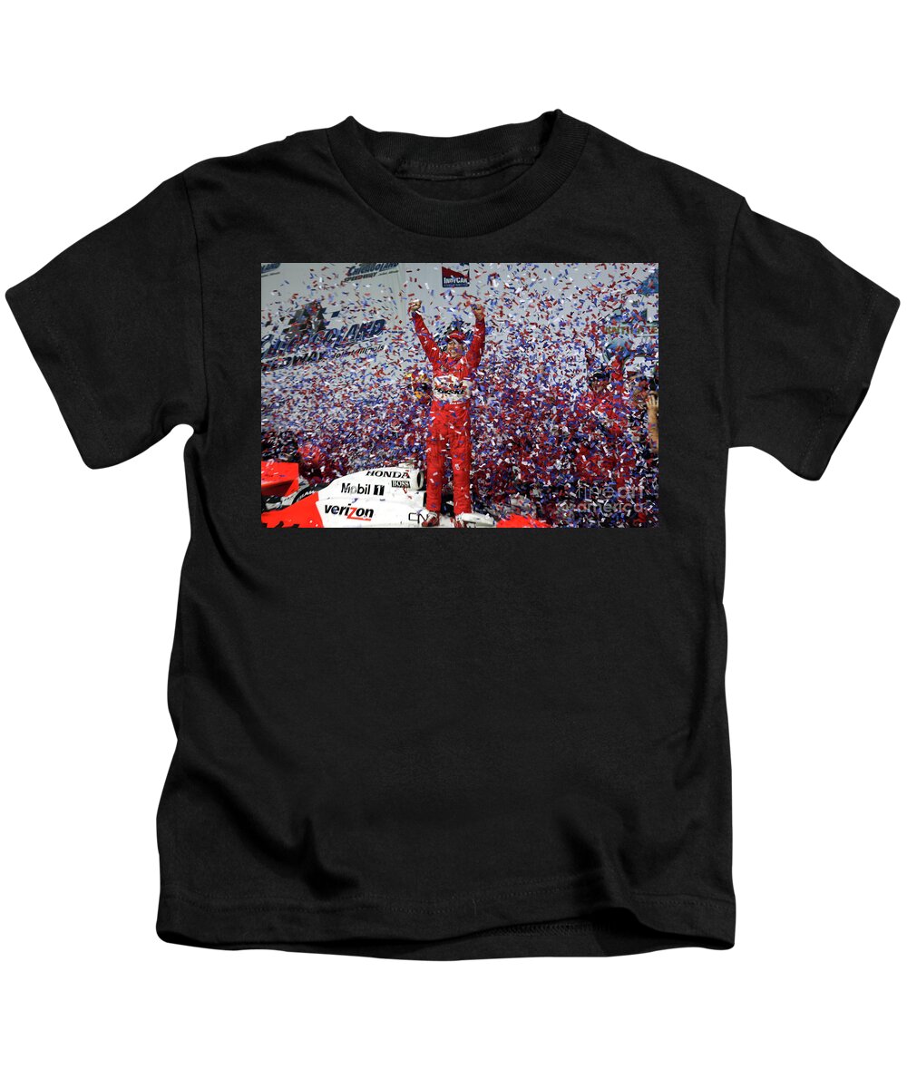 Champcar Kids T-Shirt featuring the photograph Ryan Brisco - Indycar Racing Chicagoland Speedway Illinois by Pete Klinger