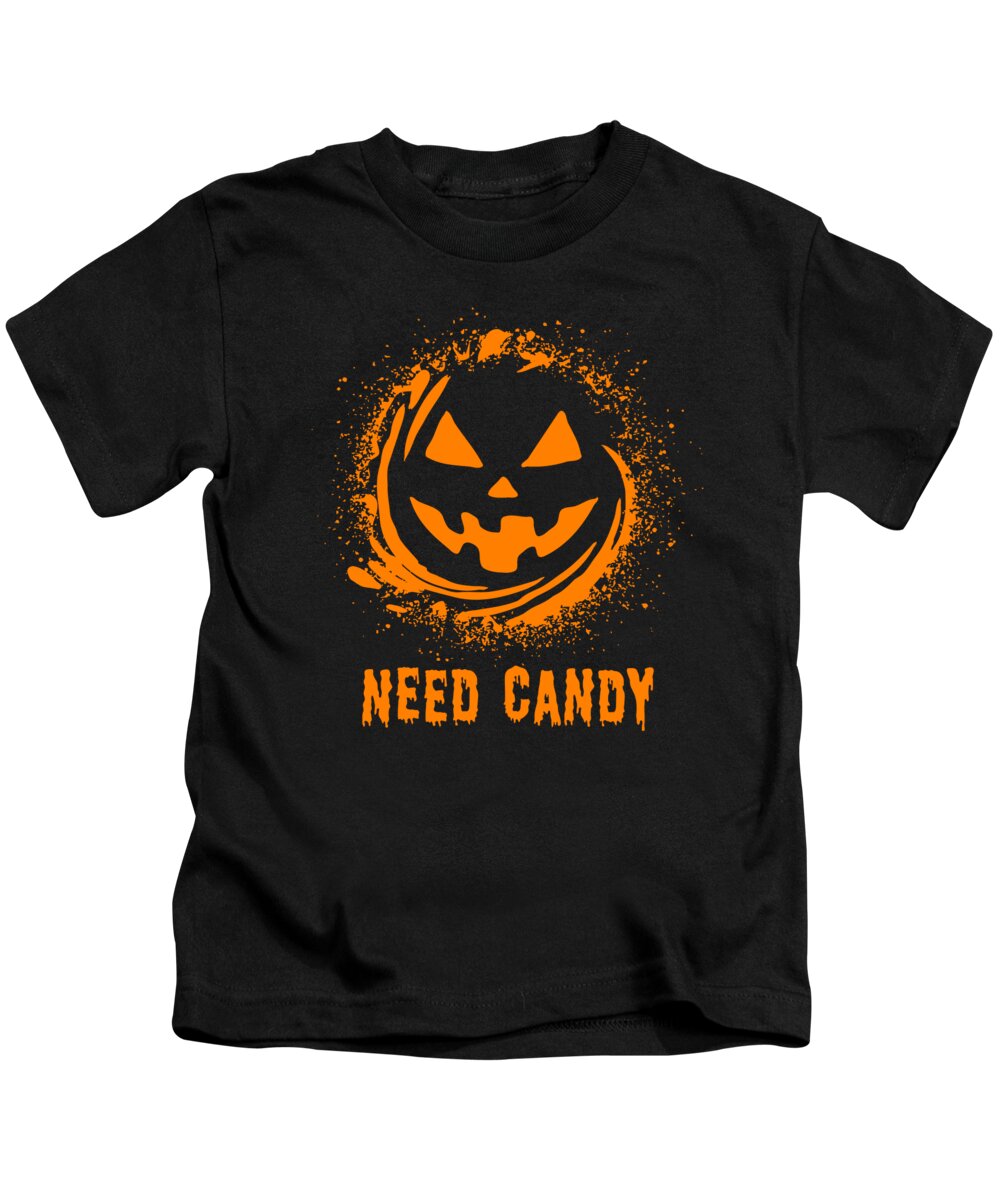 Cool Kids T-Shirt featuring the digital art Need Candy Halloween Pumpkin Trick-Or-Treating by Flippin Sweet Gear