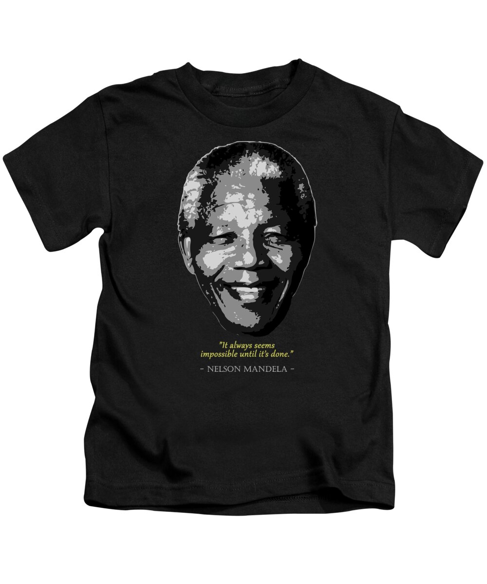 Nelson Kids T-Shirt featuring the digital art Nelson Mandela Quote by Megan Miller